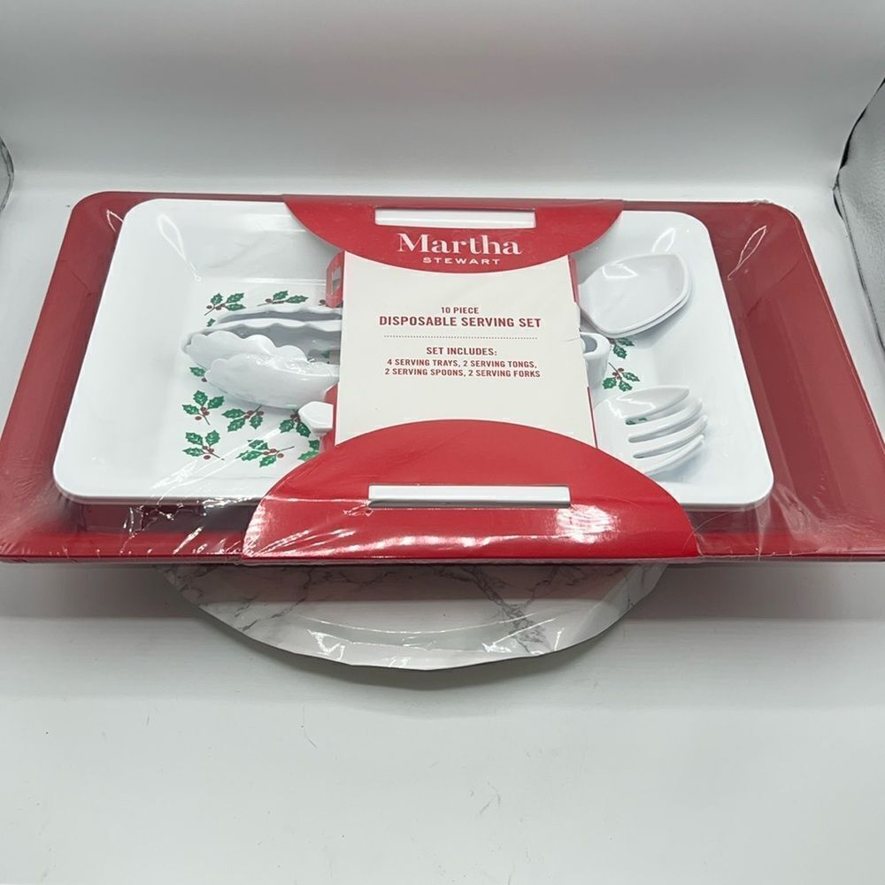 MARTHA STEWART Vintage Holiday Disposable Serving Set- 10 pieces NEW!